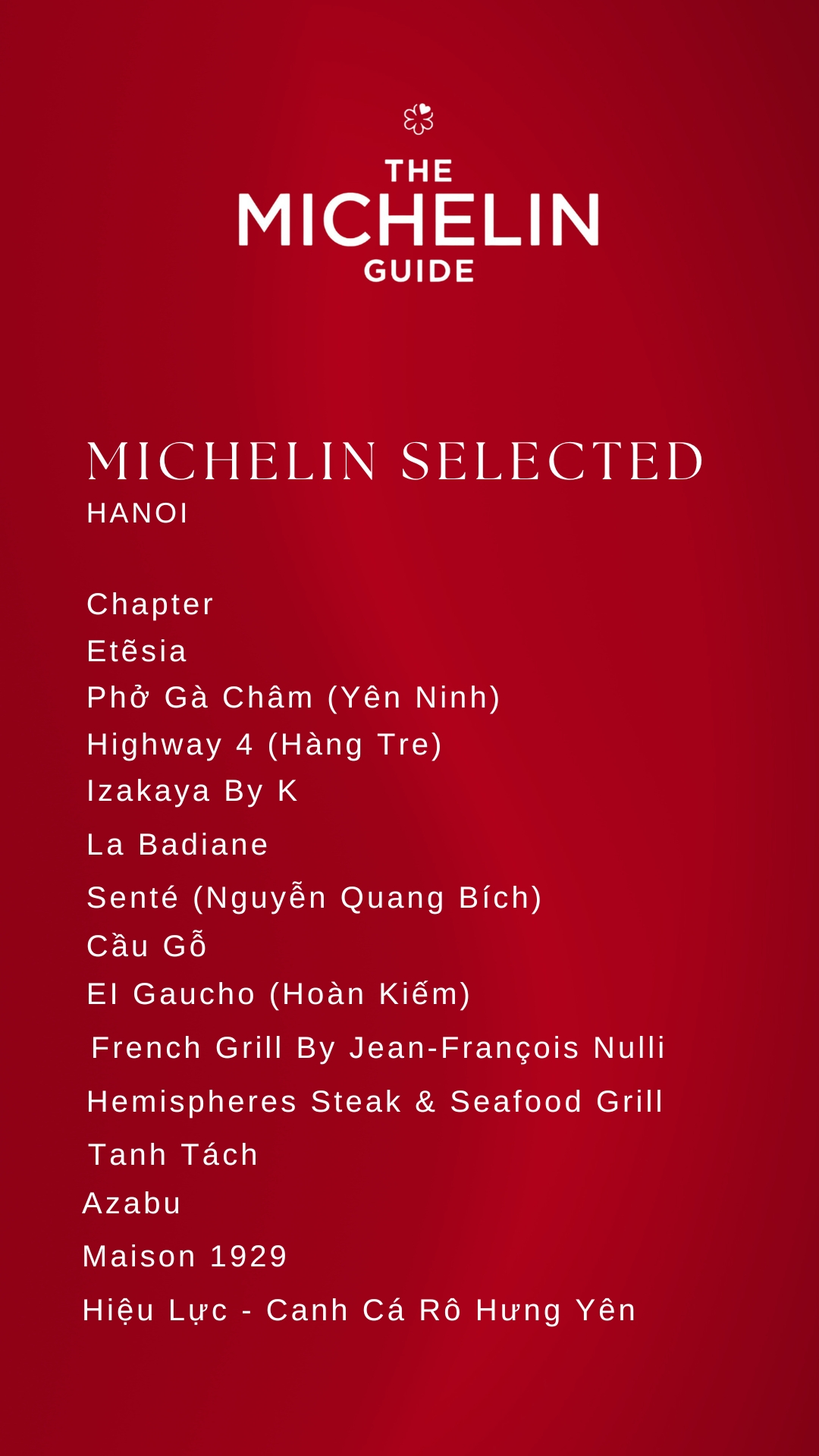 HANOI-Michelin Selected Restaurants